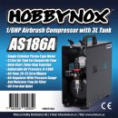 Hobbynox HNAS186A Airbrush Compressor 1/6HP with 3L Tank (0-4BAR)