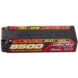 Gens ace GEA85002S14D5 Redline 2.0 Series 8500mAh 2S 7.6V 140C HardCase HV Lipo Battery Pack with Hardcase
