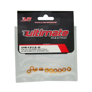 Ultimate UR1512-G 4 mm Alu Mutter selbstsichernd Gold 10 Stück