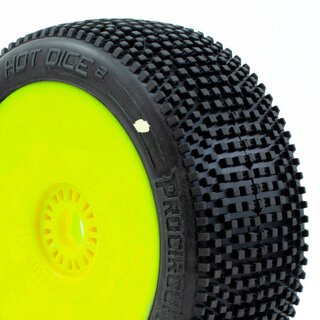 Procircuit HOT DICE V2 C1 Buggy Reifen super soft 2 Stück fertig verklebt gelbe Felge